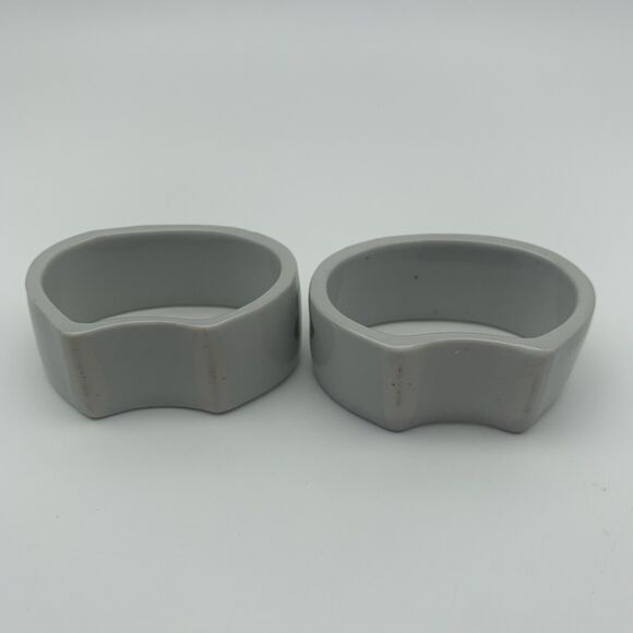 2 Vintage Napkin Rings Holders Green Ginkgo Leaf On Lt Gray Ring - Picture 5 of 8